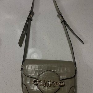 Michael Kors Olive Croc-Embossed Crossbody Bag